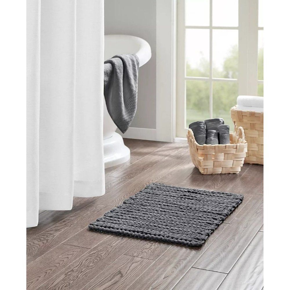 $40.00 Madison Park Lasso Yarn-Dyed Cotton Chenille Bath Rug, 17" x 24"